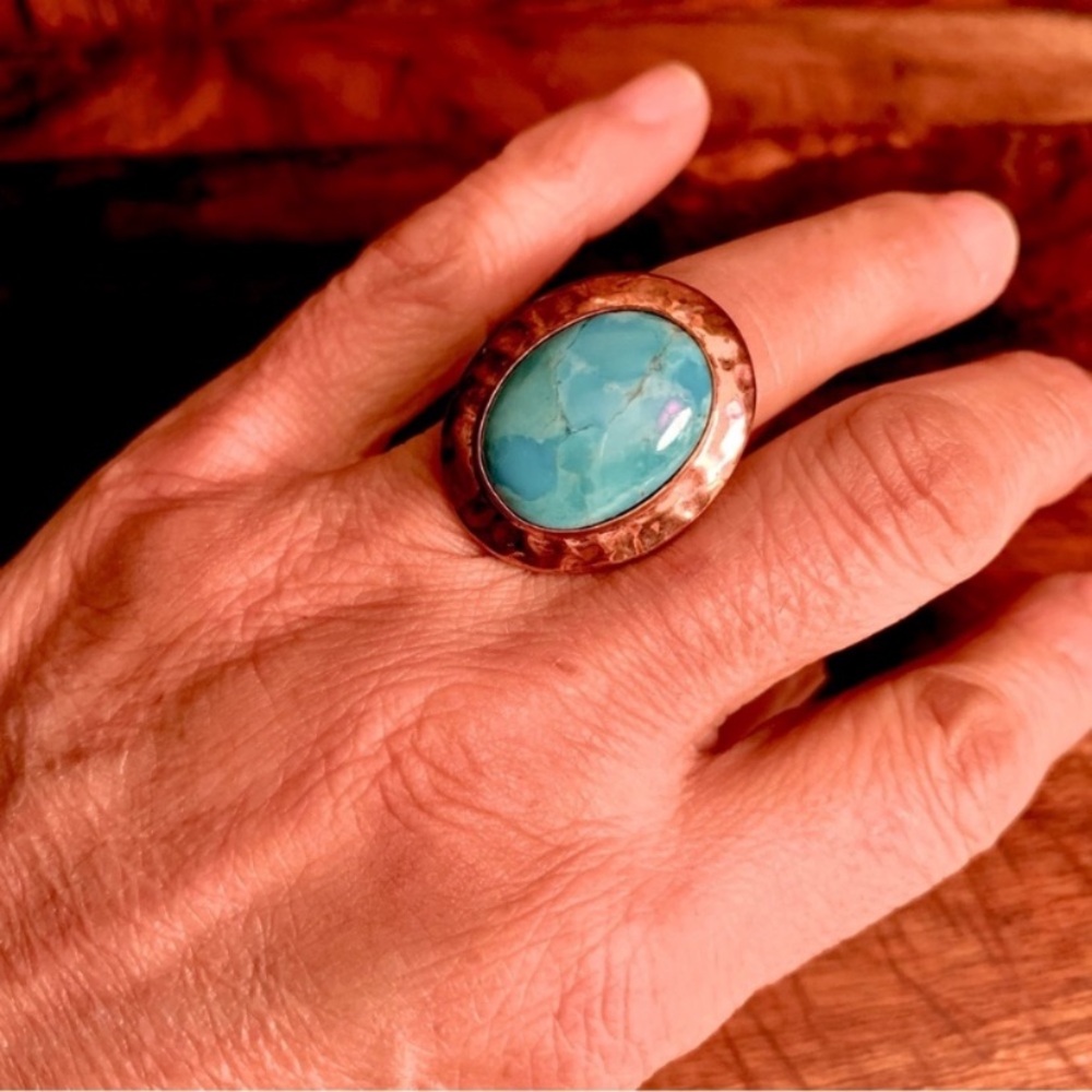 Vintage Copper Plated Sterling Silver
Turquoise Statement Ring